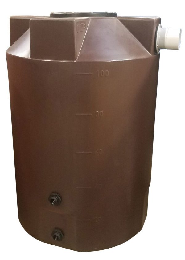 Dark Brown 100 gallon poly rainwater harvesting tank