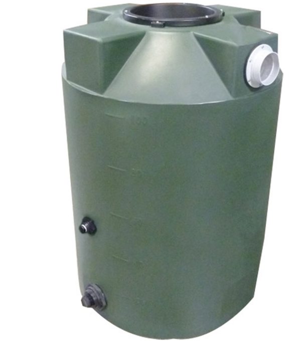 Dark Green 100 gallon poly rainwater harvesting tank