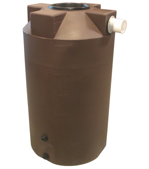 Dark Brown 125 gallon poly rainwater harvesting tank