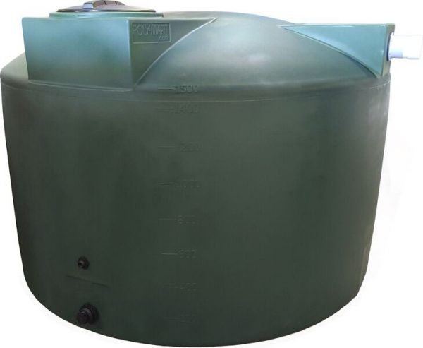 Dark Green 1500 gallon rainwater harvesting tank