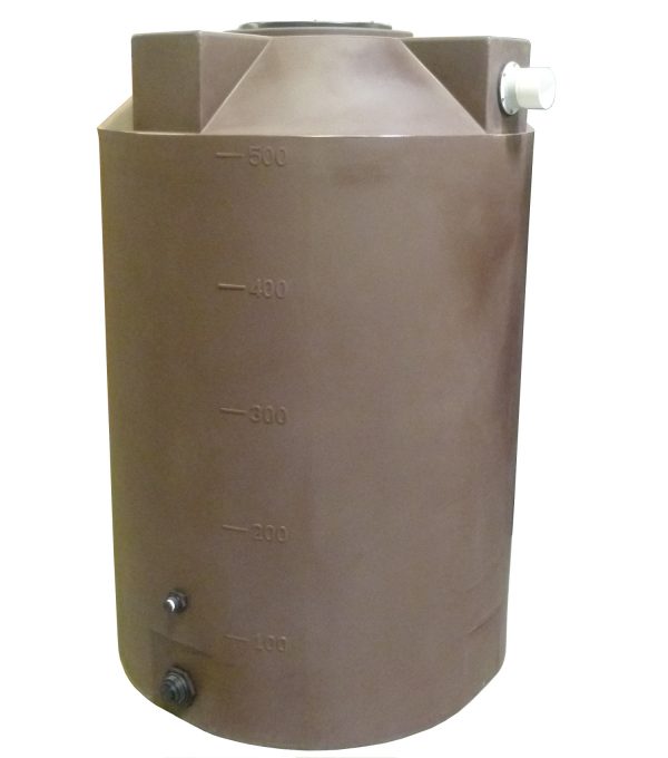 Dark Brown 500 gallon poly rainwater harvesting tank