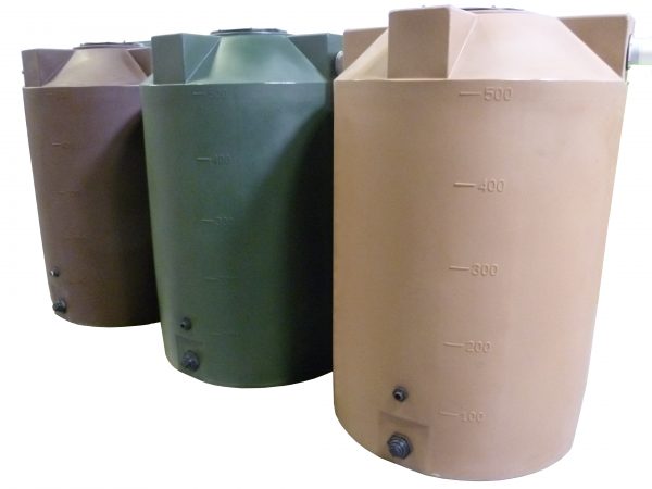 Flock of 500 gallon poly rainwater harvesting tanks