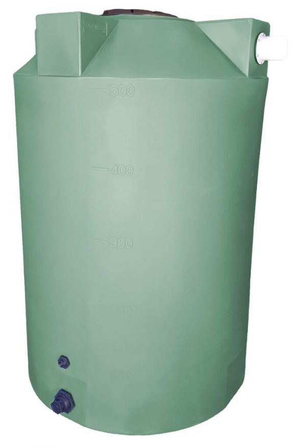 Olive Green 500 gallon poly rainwater harvesting tank